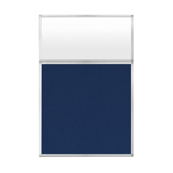 Versare Hush Panel Configurable Cubicle Partition 4' x 6' W/ Window Navy Blue Fabric Frosted Window 1850603-3 - main
